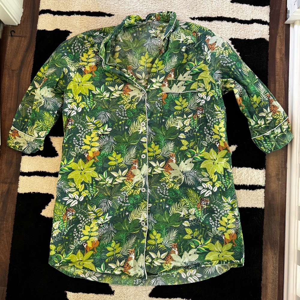Printfresh Tropical green tiger cheetah monkey print nightshirt
